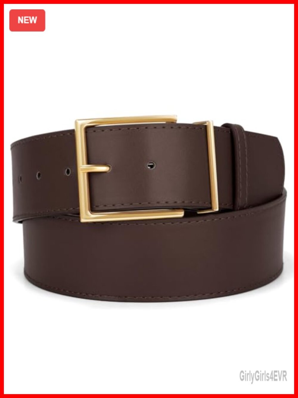 Faux Leather Wide Waist Belt for Dresses Pants with Gold Buckle